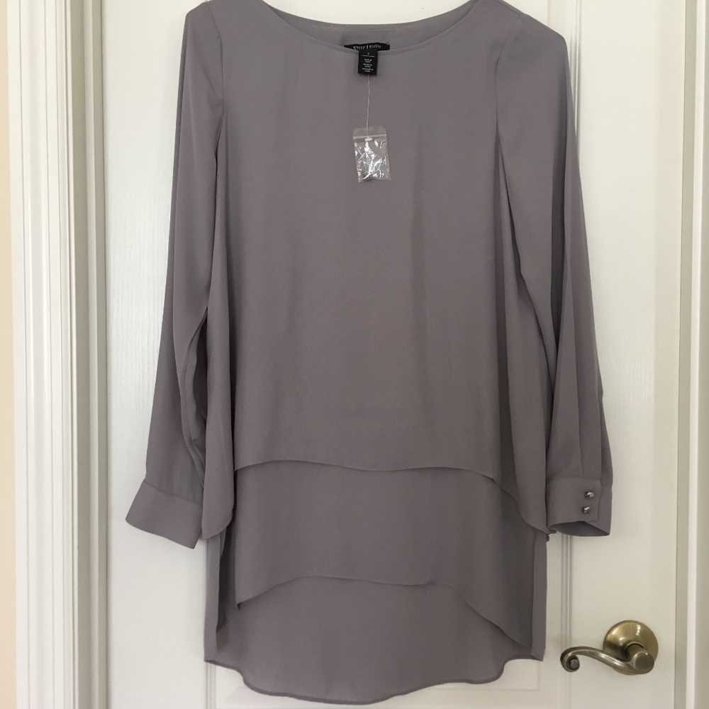 NEW WHBM Chiffon Tiered dressy Blouse, 2